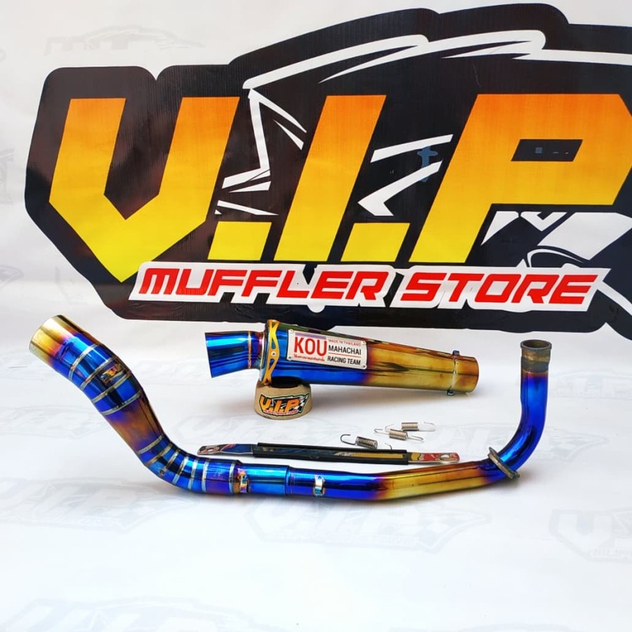 Knalpot  Motor Racing Vario 150 - Vario 125 LED Merk KOU MAHACHAI Blue Gold