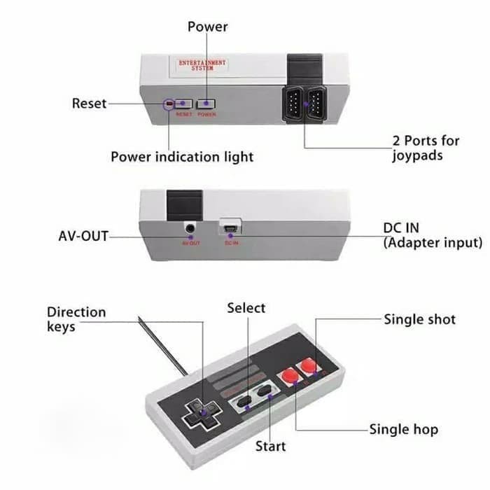 Nintendo NES Clone 620 Game Retro Mini Game Built in 620 Classic Games