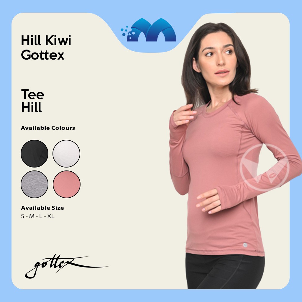 KAOS WANITA CEWEK LENGAN PANJANG POLOS IMPORT Hill Gottex Scuba Active Trimmed Long Sleeve Tee