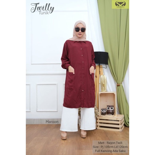 PROMO TWILLY TUNIK/ATASAN WANITA  RAYON TWILL LD 100,110,120