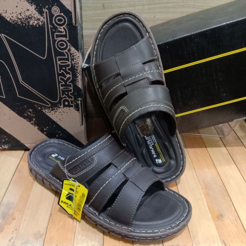 sandal kulit asli pria PAKALOLO kokop/Sorong/tali tiga Brown N0726 ORIGINAL