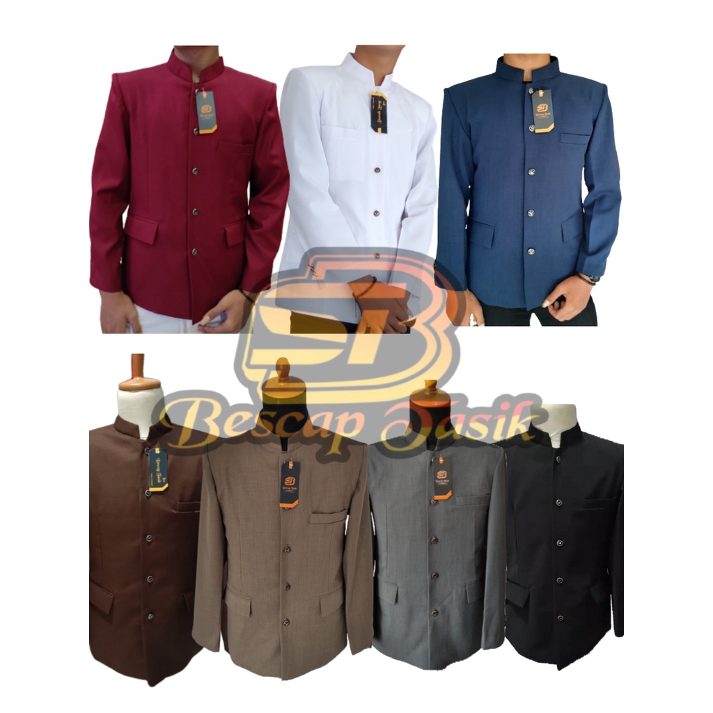 Jas Koko Pria Dewasa Jasko Polos Motif Saku Tutup Jasko Putih, Hitam, Abu Tua, Coklat Milo, Maroon, 