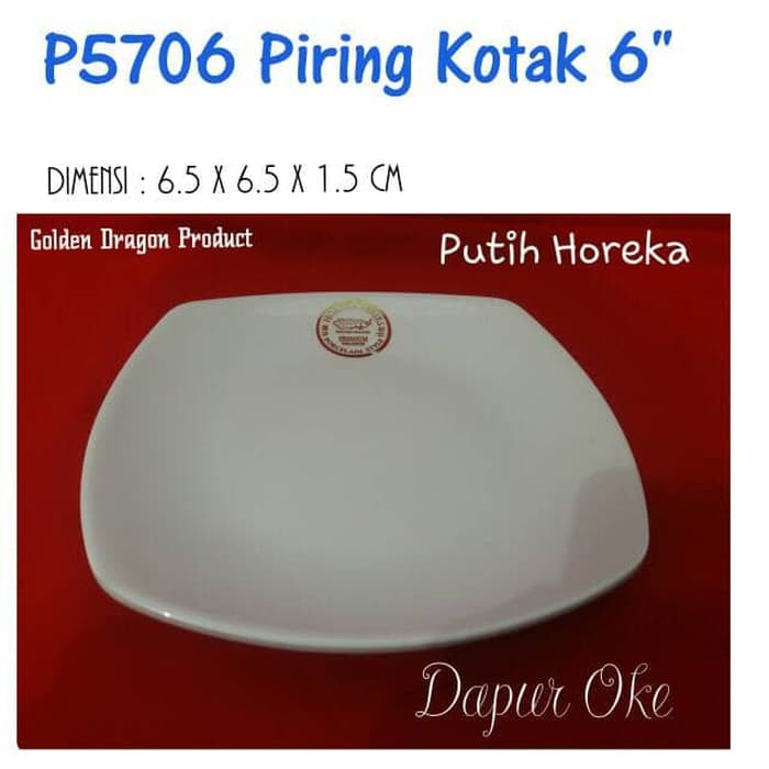 P5706 Piring Kotak 6" Horeka (3 pcs) / Piring Kue