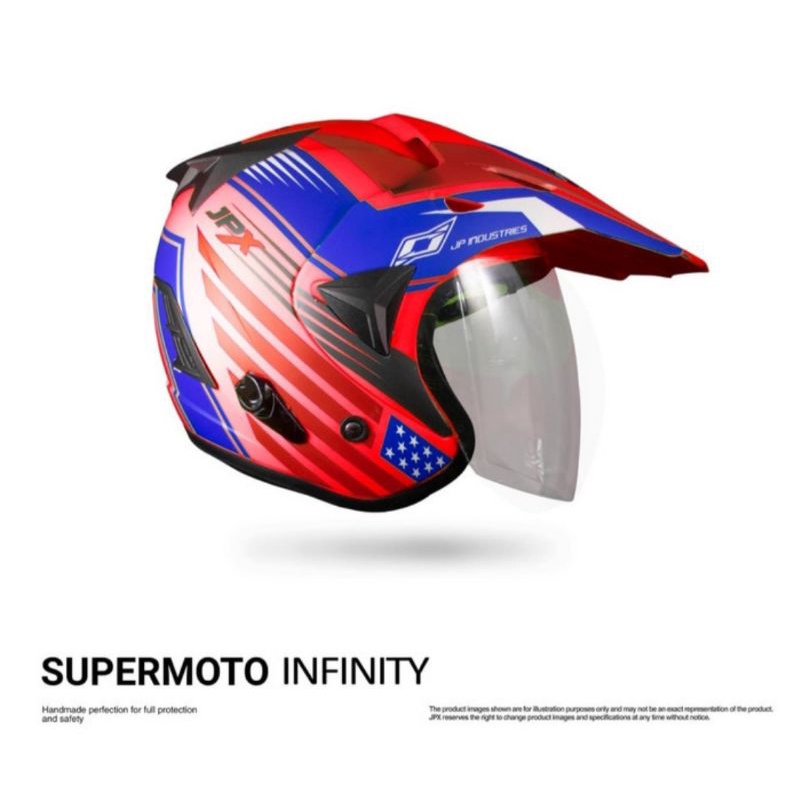 Helm Supermoto Helm semi cross JPX Infinity Merah Doff
