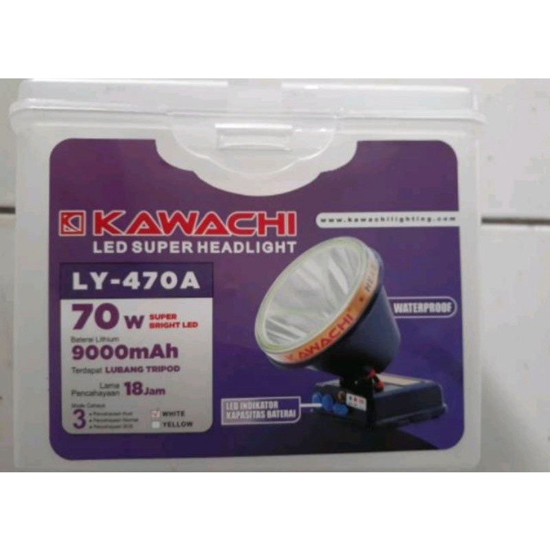 COD SENTER KEPALA LED SUPER HEADLIGHT 70 WATT KAWACHI LY-470A WATERPROOF CAHAYA PUTIH 70 WATT