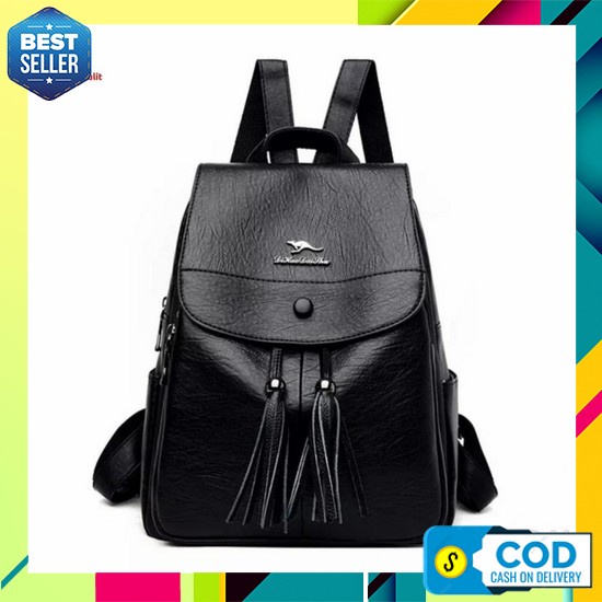 Ransel Wanita Espirit Polos Coklat Muda Stylish Backpack Multifungsi Original Premium Murah Anti Air