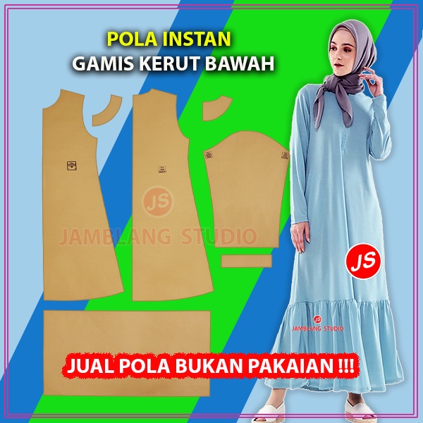 Pola Instan Gamis Kerut Bawah | Rotsa.Id