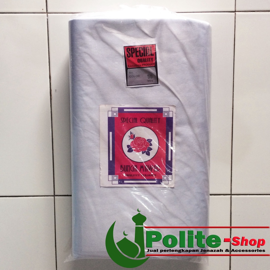 kain kafan mori lebar 90 cm 1 gulung Cap mawar