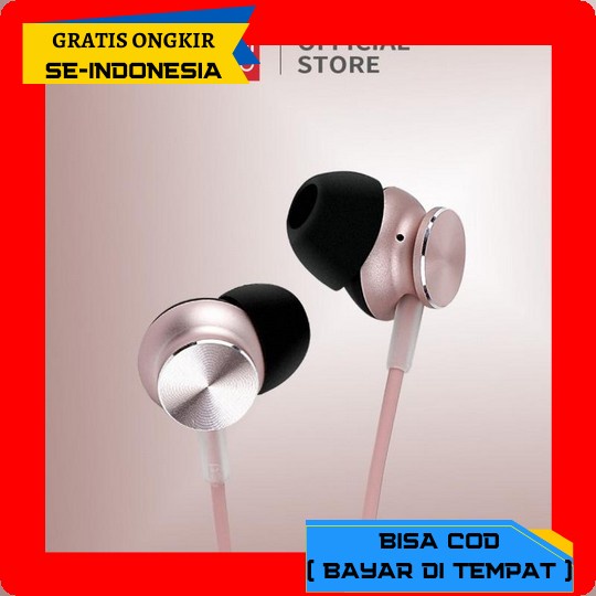 Earphone In Ear Stereo Dengan Kabel Serat Reflektif Panjang 1.1M Warna Emas Earphone Kabel Kuat Berk