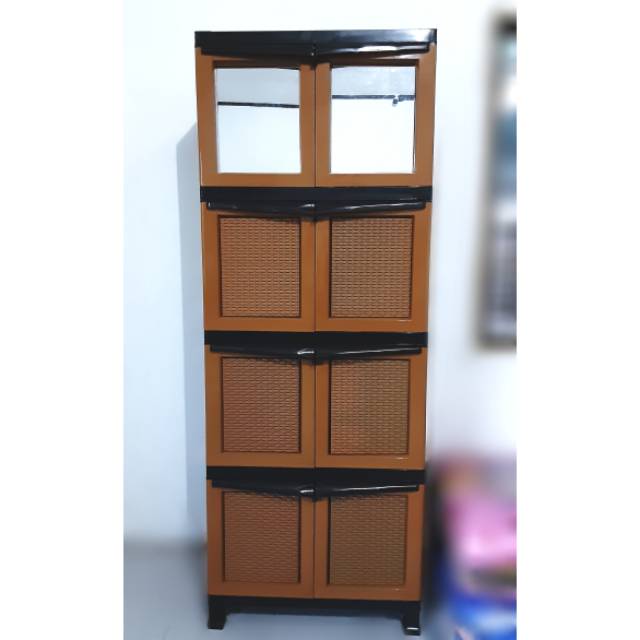 Lemari Plastik Napolly  + 2 cermin / READY UNIT TERAKIT (KHUSUS ORDERA N MEDAN)