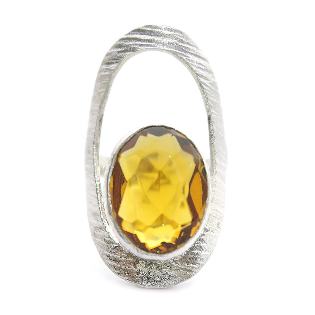 Cincin Perak Batu Obsidian Orange / Cincin cewek Batu Obsidian Oren