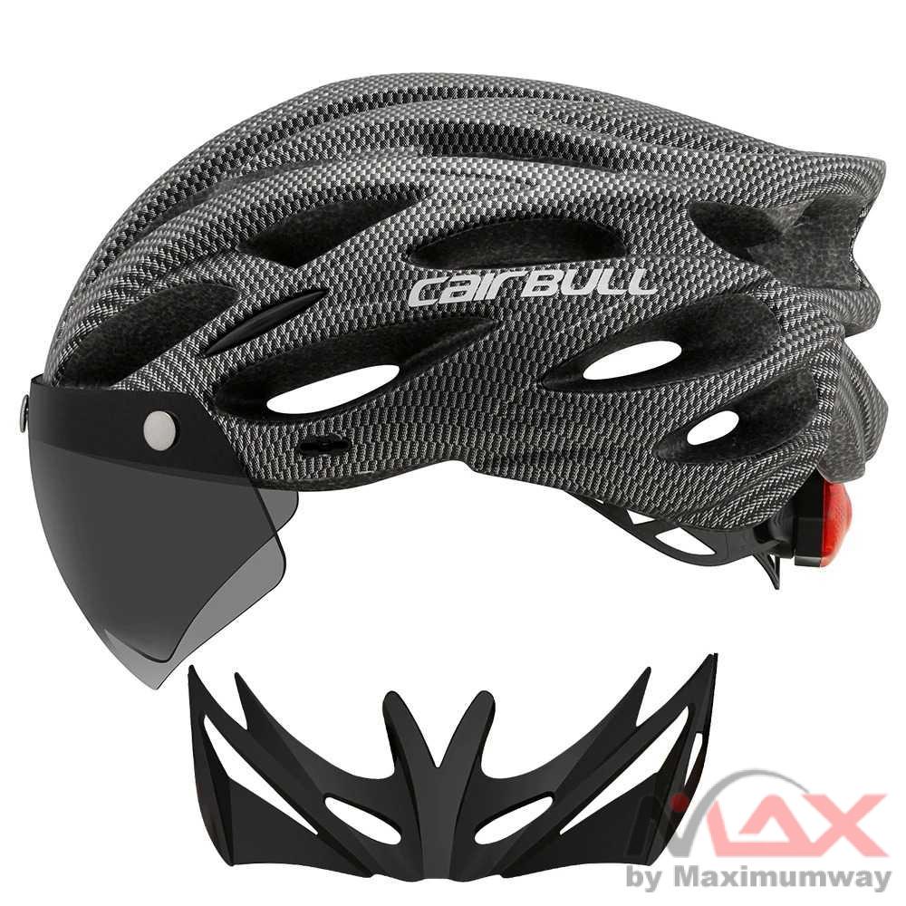 CAIRBULL Helm Sepeda Powermeter MTB Helmet Visor Removable Lens - CB26 Warna Black Carbon