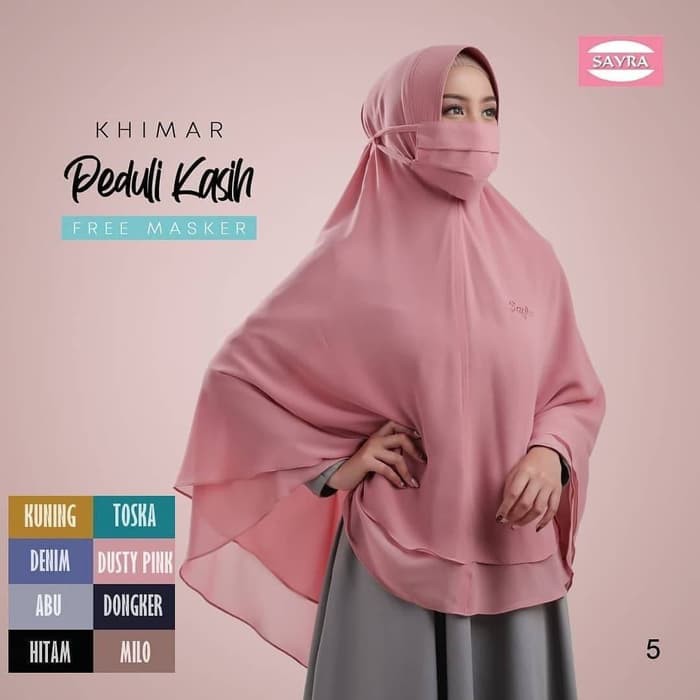 Jilbab hijab kerudung khimar peduli kasih syari jumbo free masker