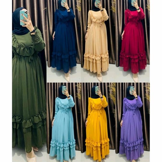 baju gamis ceruty rempel dada / gamis ceruty babydoll full furing