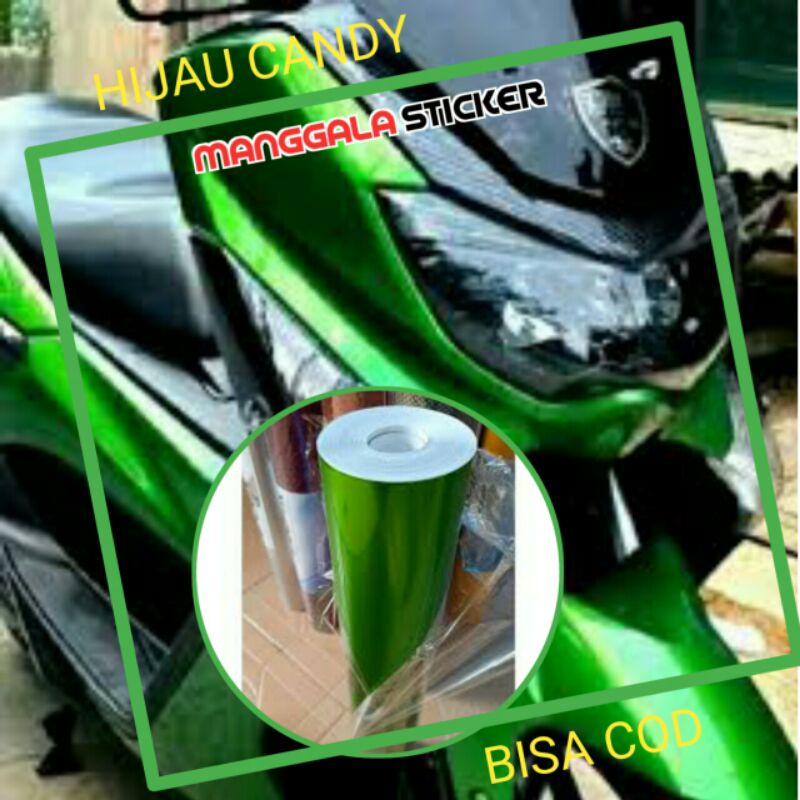 Stiker skotlet hijau candy stiker motor hijau candy
