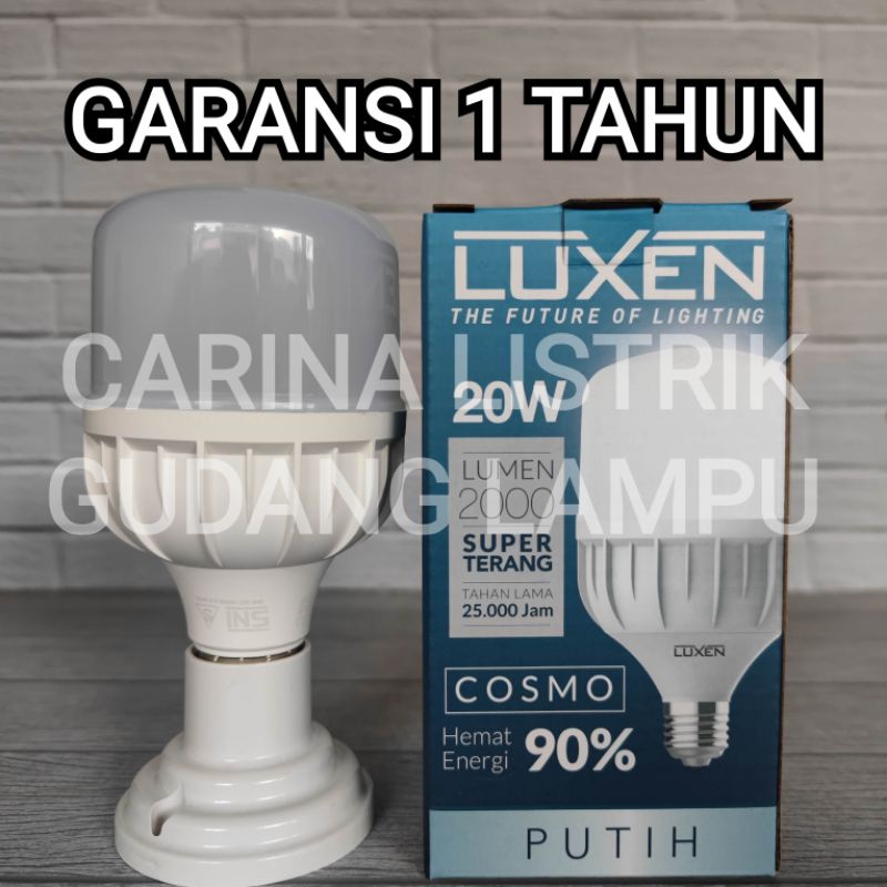 LUXEN COSMO LAMPU BOHLAM LED BULB 20W 20 WATT PUTIH 6500K COOL DAYLIGHT CAPSULE TABUNG