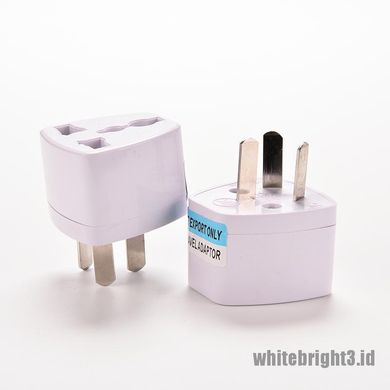 &lt; White3 &gt; Adapter Power AC 3-pin Plug US / EU Ke AU / AU Universal Untuk Travel