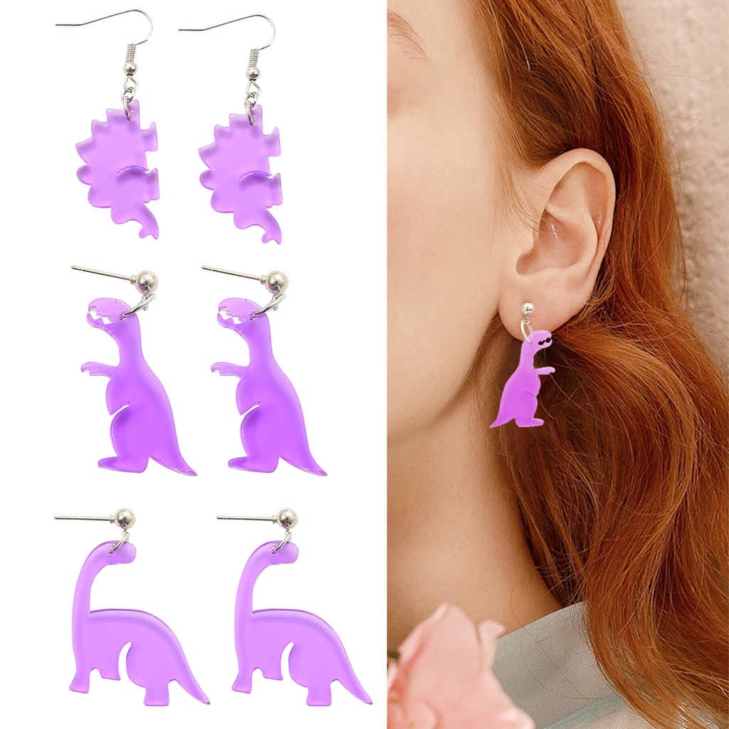 Anting Gantung Panjang Model Geometri Bahan Akrilik Warna Fluorescence Gaya Punk Untuk Wanita