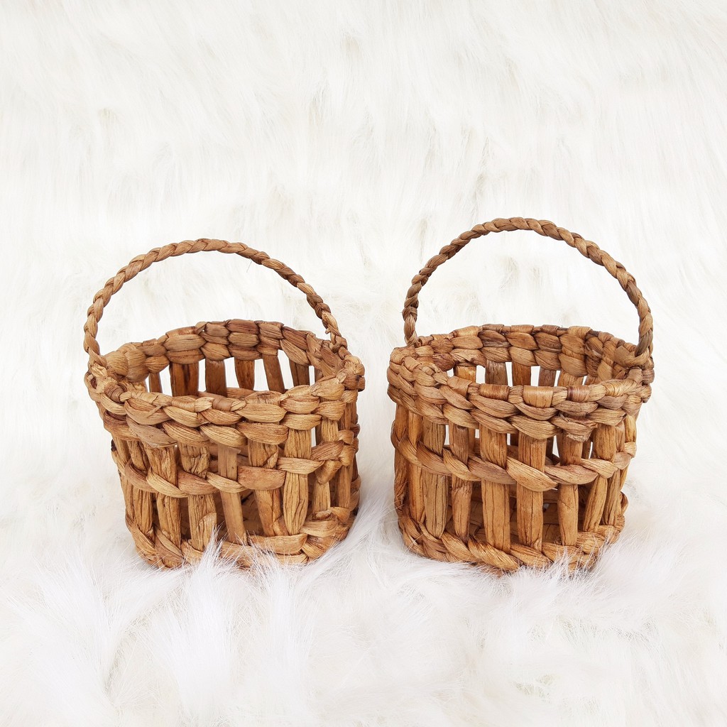 Mini Eceng Gondok Bulat Tas Dekorasi Anyaman Eceng Gondok Custom