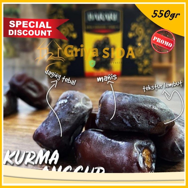 Kurma Bam Barari Anggur 600 gram satu karton (12pcs) Fresh Dates Premium Kartonan