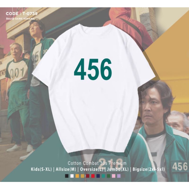 FREE CARD!!!BISA REQUEST NOMOR/KAOS SQUID GAME NUMBER 456 001 067 218 UNISEX