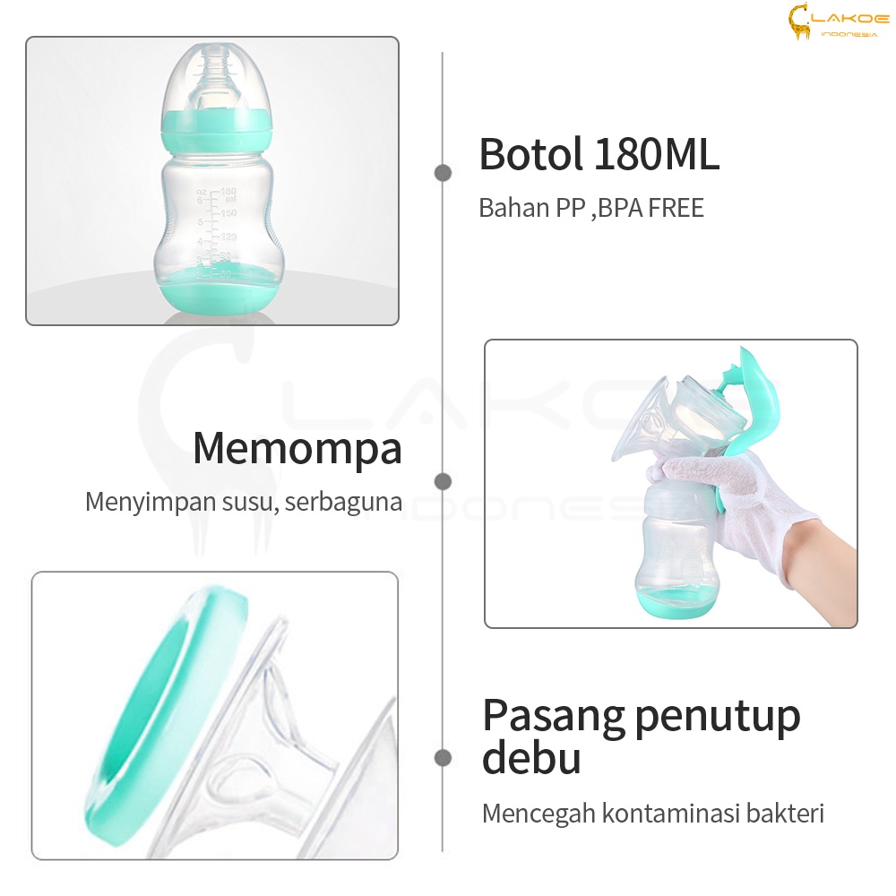 LAKOE Pompa asi Manual breast pump 180ml kapasitas besar