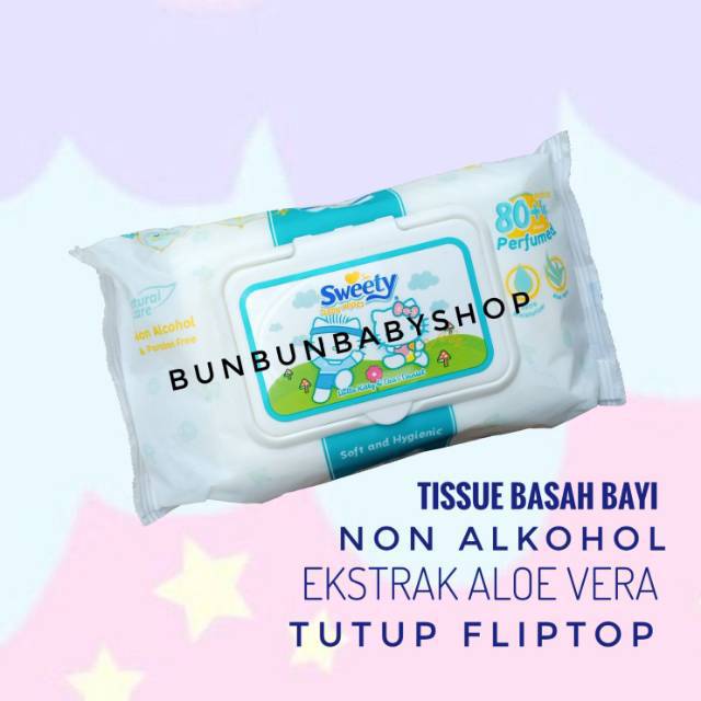 FLIP TOP SWEETY Tisu Basah Baby Wipes Tissue Non Alkohol Perlengkapan Bayi Lahir New Born Bunbunbaby