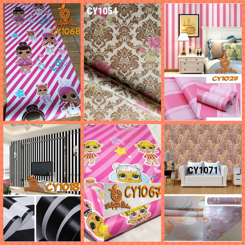 Wallpaper Dinding Wallpaper Sticker 45CMx8M Dinding Bata Garis Batik Karakter - Worldhome