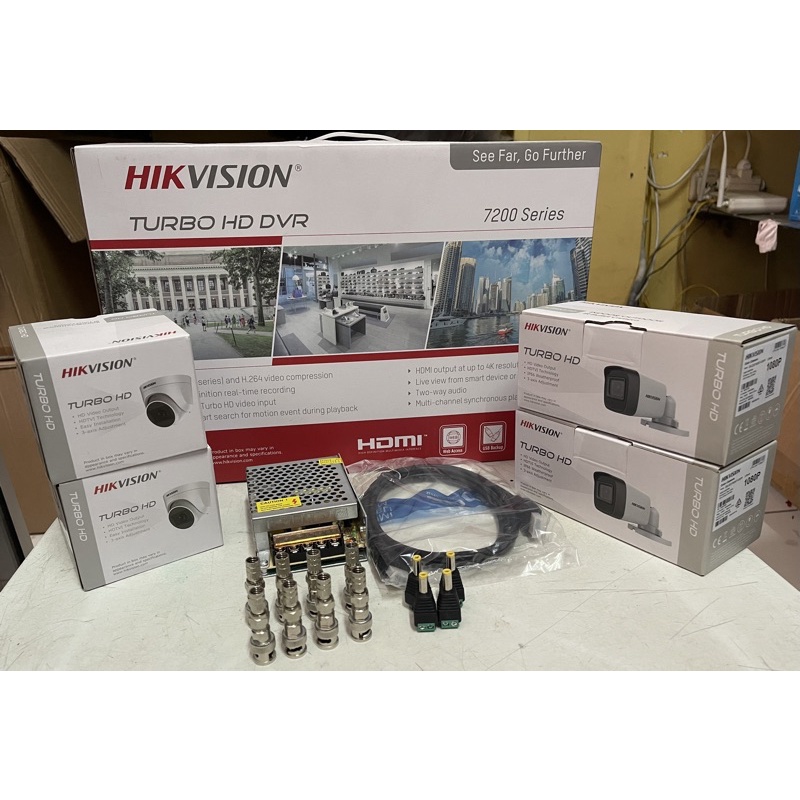 paket cctv 4ch camera dengan resolusi 2mp dan 5mp merk HIKVISION
