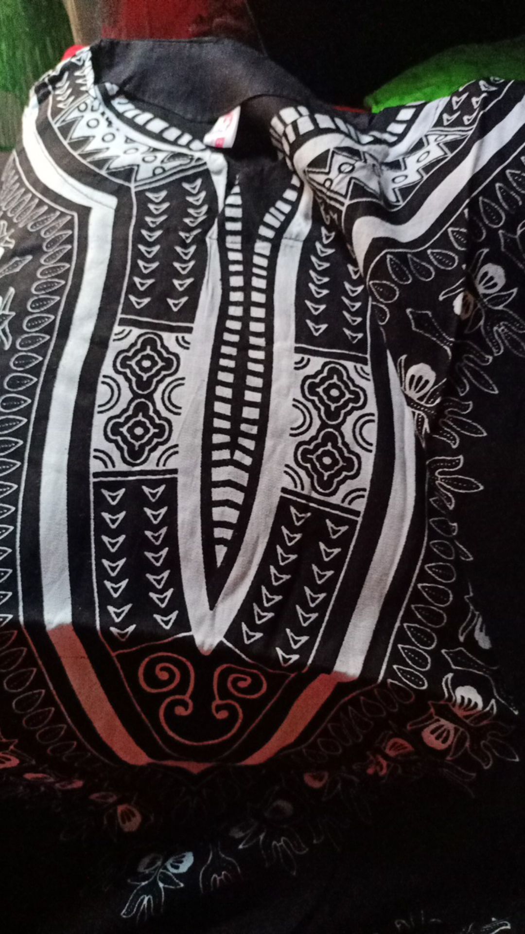 Promo Atasan Unisex Baju Bali Motif Dashiki Hitam Putih