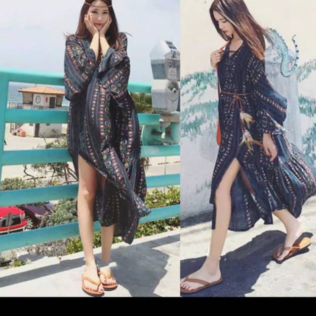 Aimei beauty floral casual bohemian seaside woman holiday dress