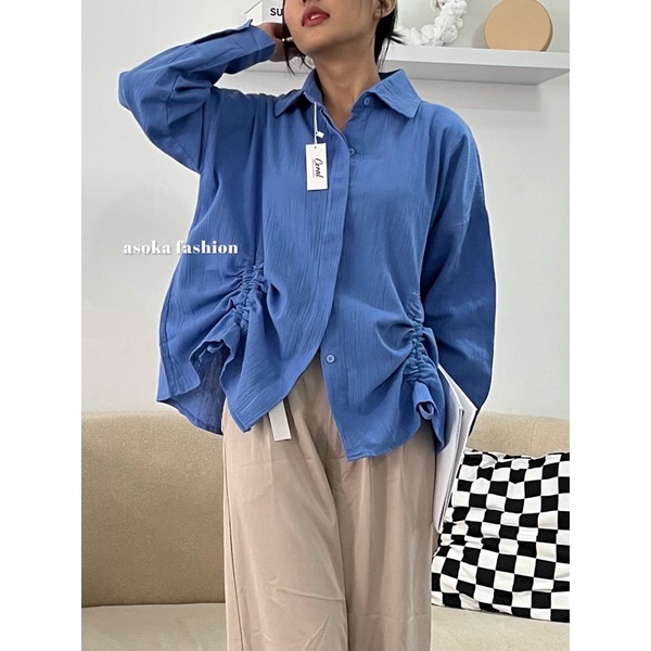 ASOKA Evolet Shirt 2033 - Kemeja Linen Crinkle - Kemeja Serut Wanita