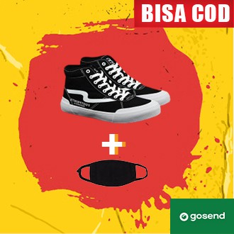 Sepatu Sneakers Pria Patrobas Ivan High Black and White Original Lokal Brand Official Store 100%