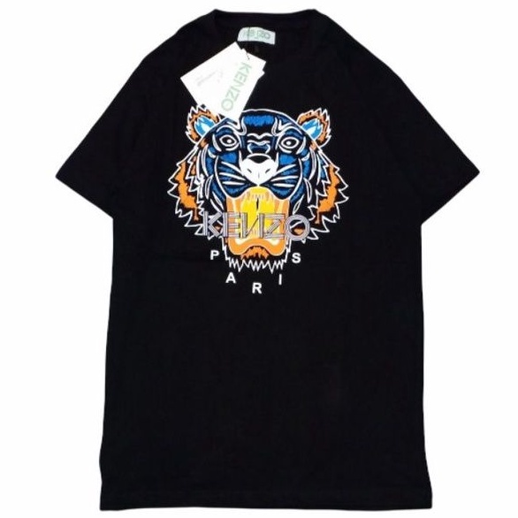 KAOS KENZO TIGER BLUE YELLOW ORANGE HITAM / BAJU KENZO / TSHIRT KENZO / MIRROR ORIGINAL 1:1