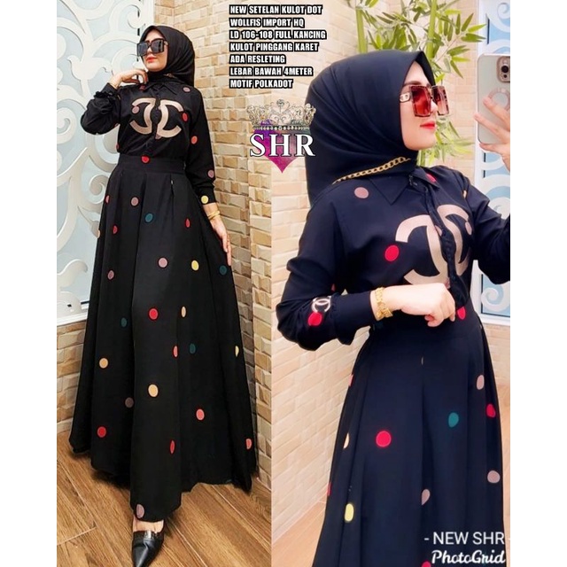 COD  NEW SHR ORI 100% SETELAN CELANA ONE SET kulot DOT POLKA WOLFISS PREMIUM SYAHIRA