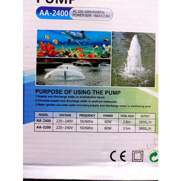 POMPA KOLAM AIR MANCUR HIDROPONIK SAKKAI PRO AA 2400