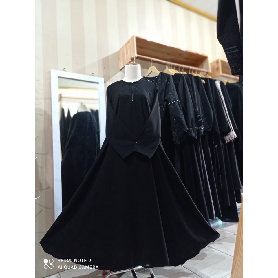 abaya polos jet black