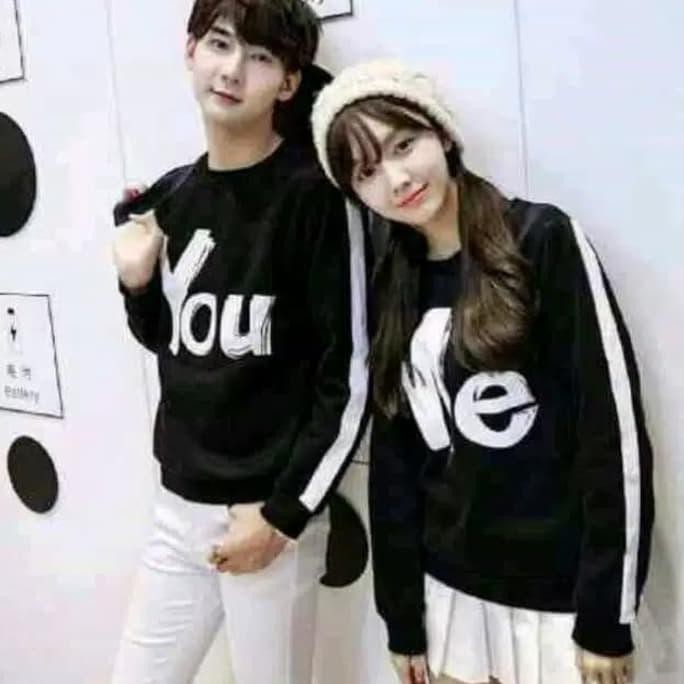 SWEATER COUPLE BAJU COUPLE SWEATER PASANGAN SWEATER COUPLE YOU AND ME - HITAM PILIHAN KEREN