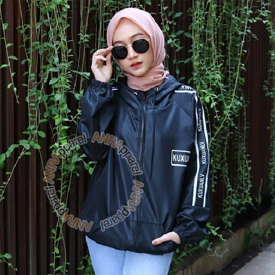 KUXU Jaket Kuxu Hoodie Resleting Wanita - Jaket Parasut Hoodie Zipper Wanita - Jaket Sporty Wanita