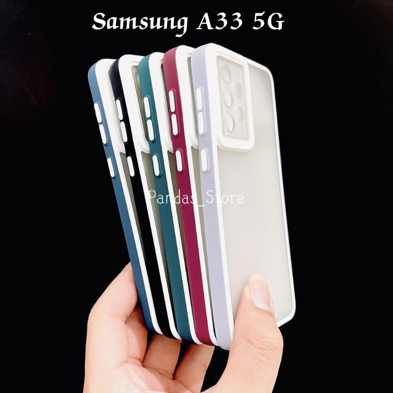 Pro Hybird Samsung A33 5G Softcase Halus dan Elegan / Pinggiran Garis Putih Keren (Pandas)