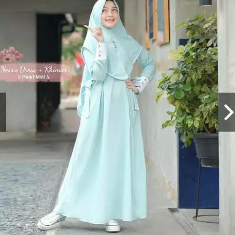 Ready Stock BAJU MUSLIM ANAK PEREMPUAN UMUR 12-16 TAHUN DRESS MUSLIM TERBARU 2021 SETELAN GAMIS SYAR