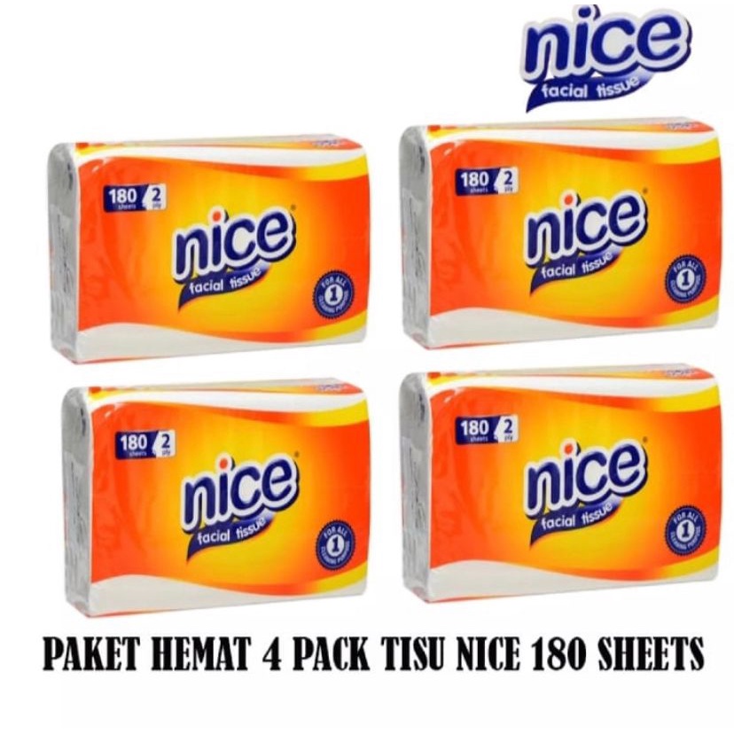 TISSUE NICE 180 LEMBAR / TISU WAJAH / TISU NICE 1 PACK ISI 4 PCS FBL