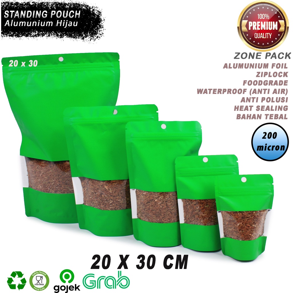 Standing Pouch Alumunium Windows Warna Hijau 20 x 30 cm I ...