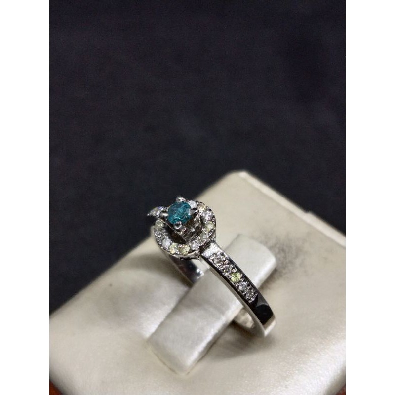 promo cincin perak berlian biru (fre memo)