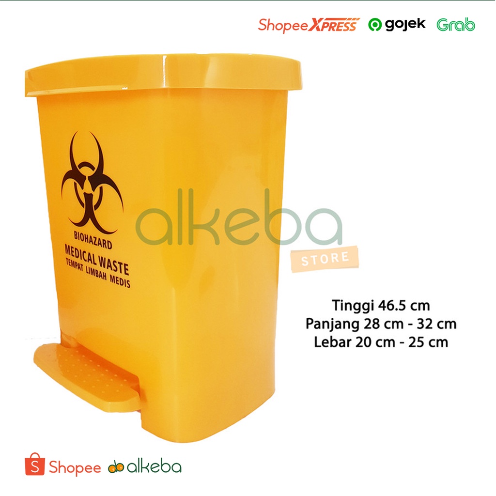 Tempat Sampah Injak 30L Pedal Medis Biohazard Medical Waste Container