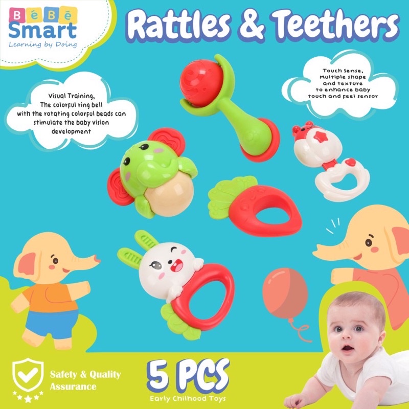 MAINAN GIGITAN BAYI PEGANGAN BAYI BEBE SMART RATTLES &amp; TEETHERS Bebesmart /FOX &amp; UNICORN mainan bayi/Kado hadiah bayi/Bebesmart Teether