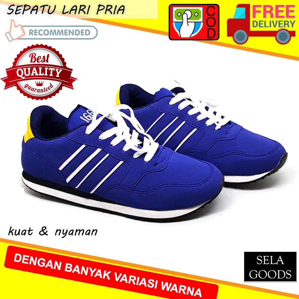IGGO SEPATU LARI PRIA / Sepatu Light weight Running Shoes - Blue / SEPATU RUNNING PRIA