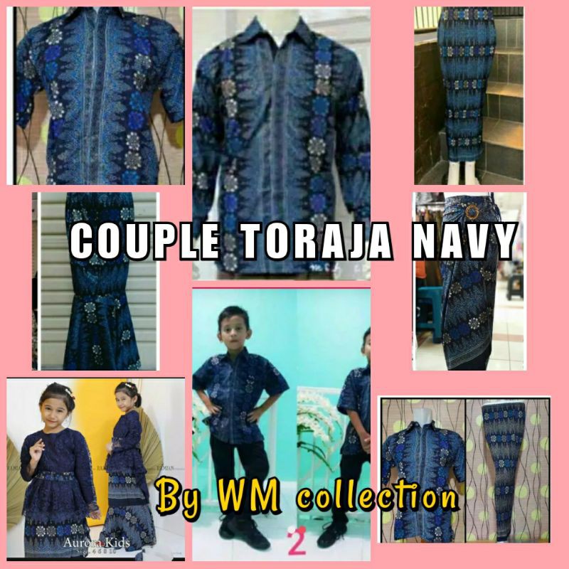 Wm>couple  Batik Couple Batik Keluarga Batik Toraja Biru Navy Batik Termurah Konveksi Sendiri