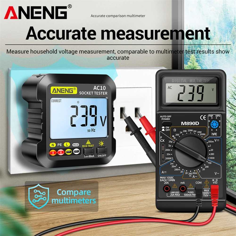 Stop Kontak Voltage Tester Detector Grounding Wire Indikator LED Tes Tegangan Listrik Port Baterai EU Plug Berkualitas