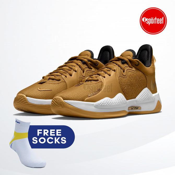 Nike Pg 5 Ep Gold Basketball / Sepatu Basket Bnib Original Gemaputra33